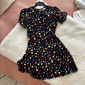 Reformation Black and Polka Dot Mini Dress